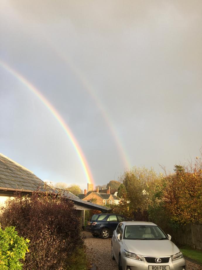 Rainbow above Knowstone Church