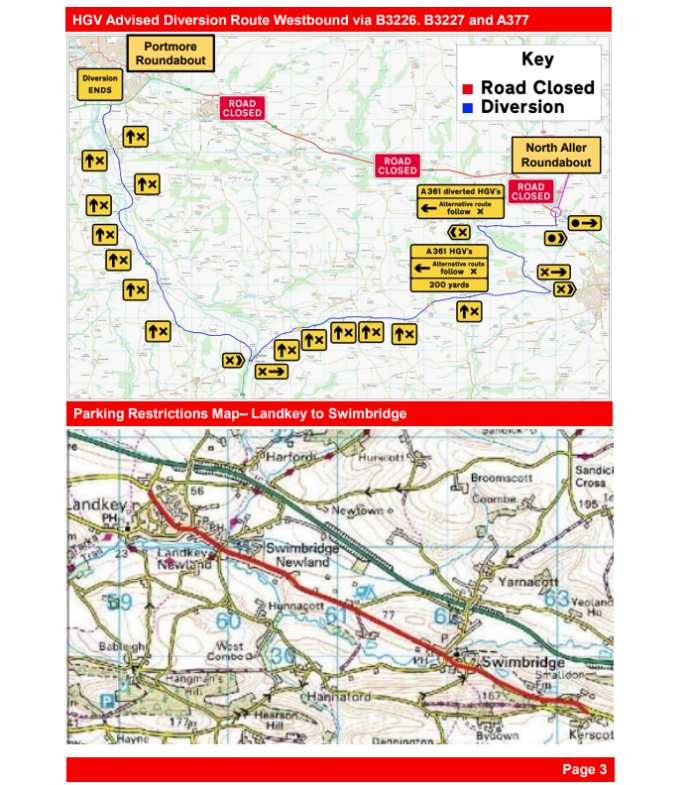 Map showing advisory route for HGVs