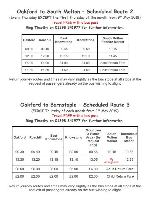 Bus time table from 2nd May