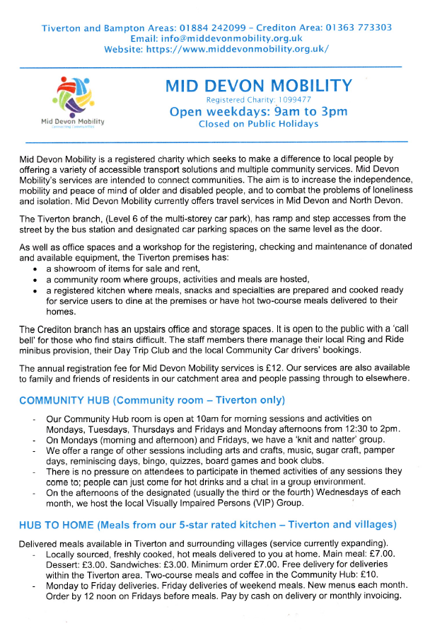 Information on the community hub and hub to home services 