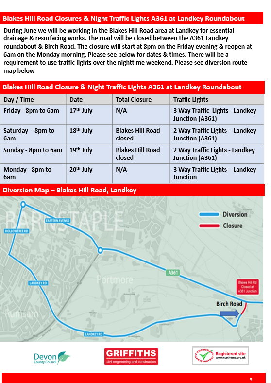 Diversions due to closures